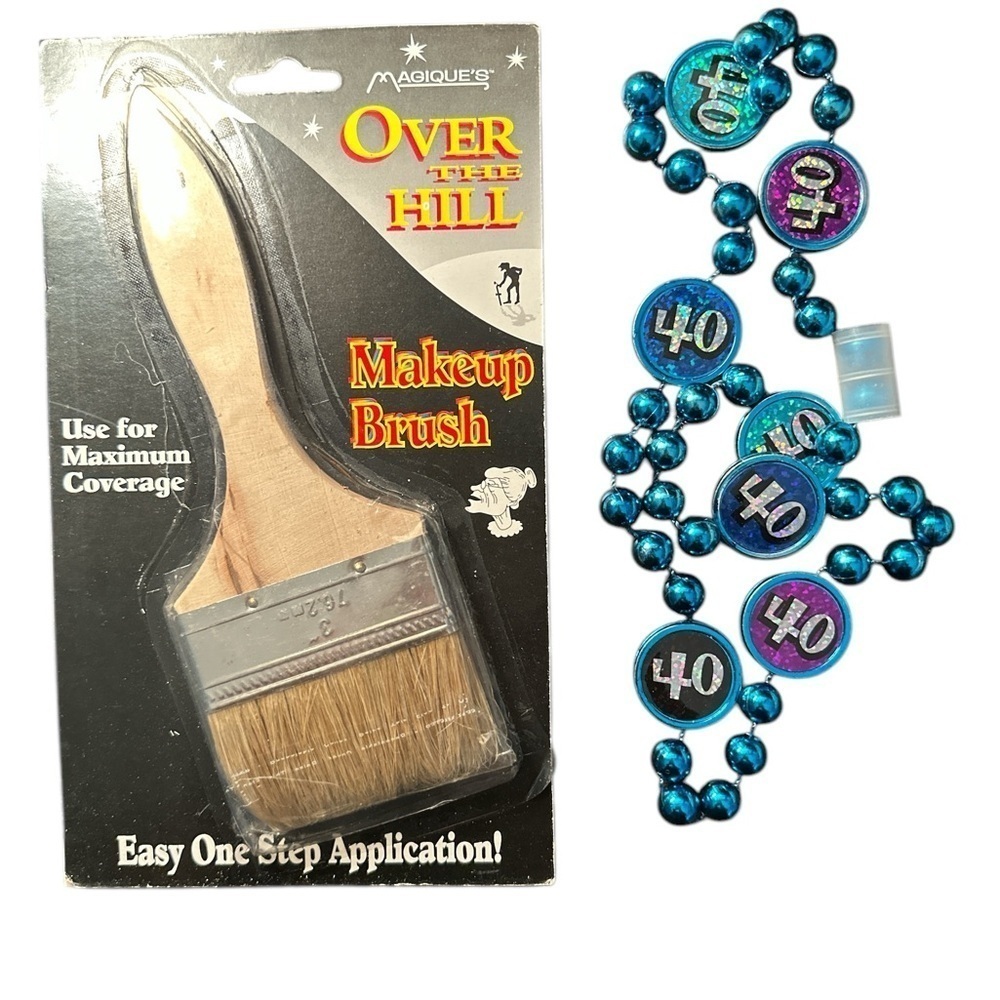 Over the Hill Makeup Brush and Beaded Necklace Set
